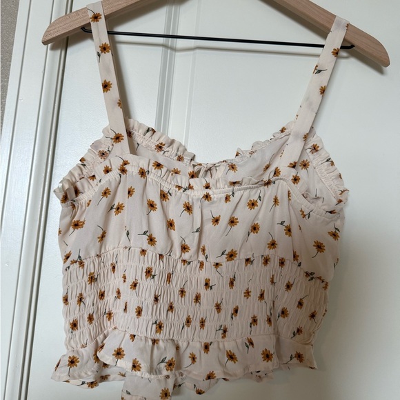 Sienna Sky Floral Daisy Ruffle Cropped Women’s Tank Top Size L - Picture 3 of 4